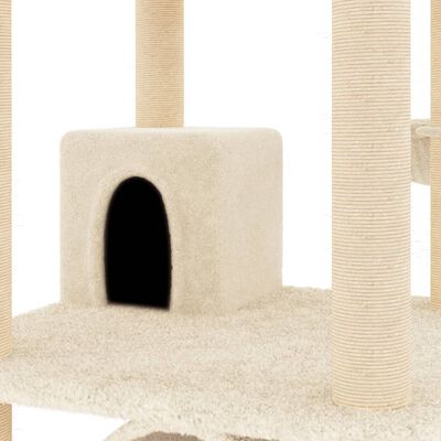 vidaXL Arbre à chat avec griffoirs en sisal crème 141 cm
