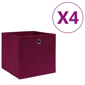 vidaXL Bo&icirc;tes de rangement 4 pcs Tissu intiss&eacute; 28x28x28 cm Rouge fonc&eacute;