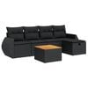 vidaXL Salon de jardin 6 pcs avec coussins noir r&eacute;sine tress&eacute;e