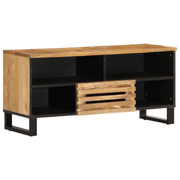 vidaXL Meuble TV 100x34x46 cm bois massif de manguier brut