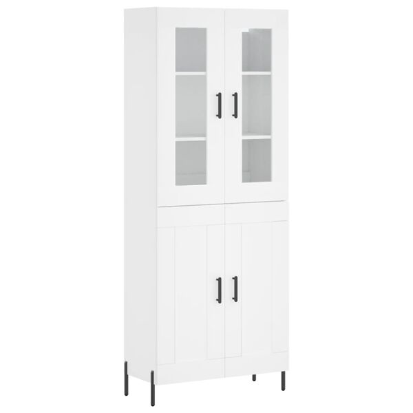 vidaXL Buffet haut Blanc 69,5x34x180 cm Bois d'ing&eacute;nierie