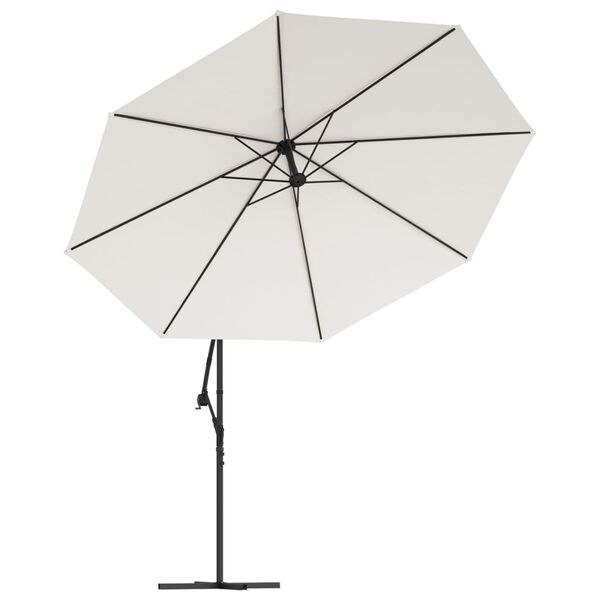 vidaXL Parasol de jardin en porte-&agrave;-faux 3,5 m blanc sable