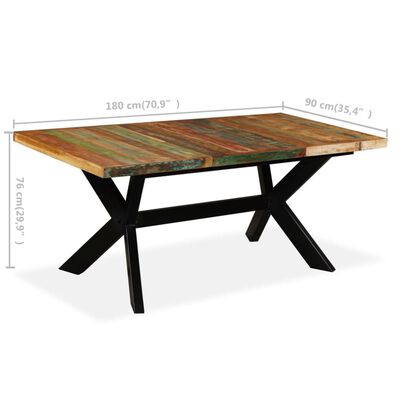 vidaXL Table de salle à manger Bois massif recyclé Acier 180 cm