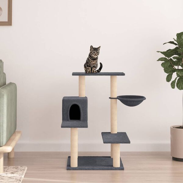 vidaXL Arbre &agrave; chat avec griffoirs en sisal gris fonc&eacute; 82,5 cm