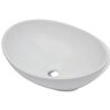 vidaXL Lavabo de salle de bain avec mitigeur Céramique Ovale Blanc