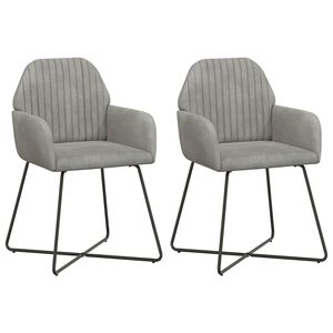 vidaXL Chaises de salle &agrave; manger 2 pc Velours Gris clair