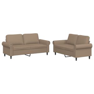 vidaXL Ensemble de canap&eacute;s 2 pcs avec coussins Cappuccino Similicuir