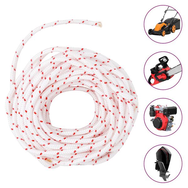 vidaXL Cordon de d&eacute;marrage &agrave; tirer blanc et rouge &Oslash;6 mm 10 m nylon