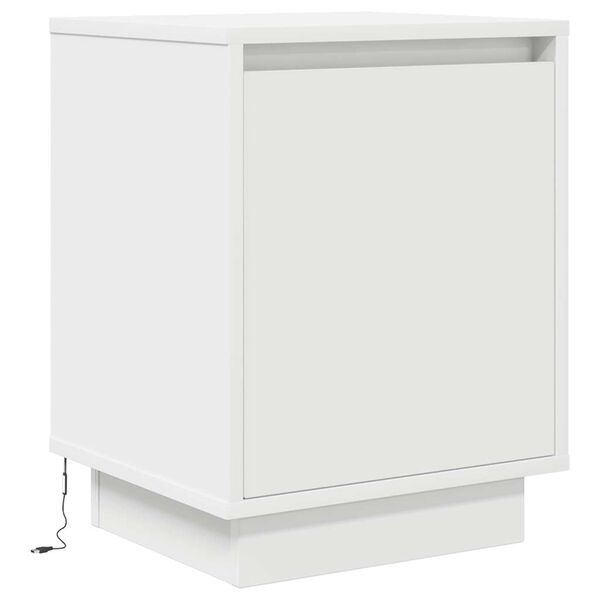 VidaXL Table de chevet avec lumi&egrave;res LED blanc 38x34x50 cm