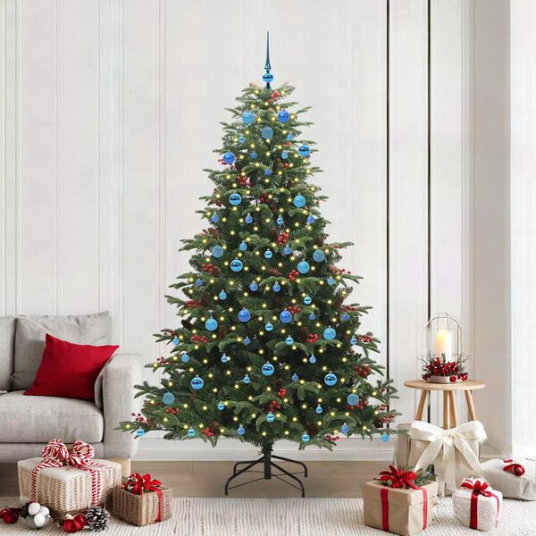 vidaXL Sapin de No&euml;l artificiel Vert 210 cm PVC, m&eacute;tal et plastique