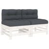 vidaXL Canap&eacute;s centraux avec coussins 2 pcs blanc bois de pin massif