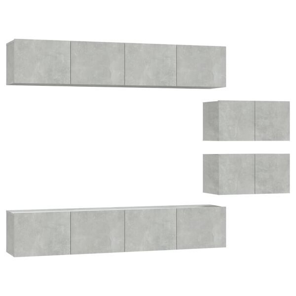 vidaXL Ensemble de meubles TV 6 pcs Gris b&eacute;ton Bois d'ing&eacute;nierie