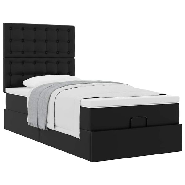VidaXL Lit ottoman avec matelas noir 90x200 cm similicuir