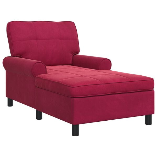 vidaXL Chaise longue avec coussin Bordeaux 91 x 157 x 91 cm Velours