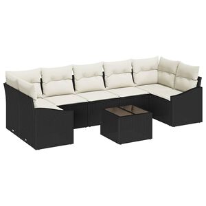 vidaXL Ensemble de Canap&eacute;s 8 pc Noir et Cr&egrave;me polyrotin