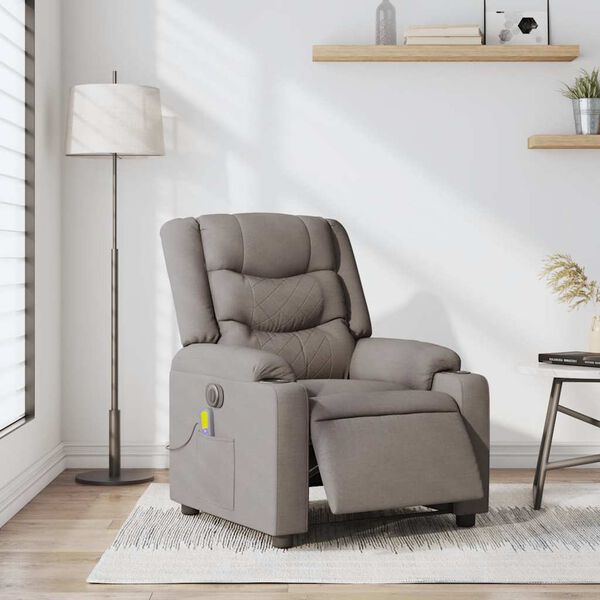 vidaXL Fauteuil de massage inclinable électrique Taupe Tissu