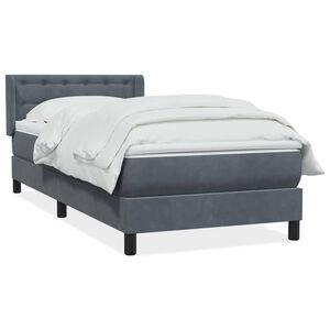 vidaXL Sommier &agrave; lattes de lit et matelas gris fonc&eacute; 80x220 cm velours