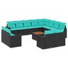 vidaXL Salon de jardin avec coussins 13 pcs noir r&eacute;sine tress&eacute;e
