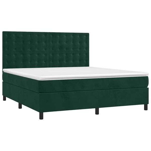 vidaXL Sommier &agrave; lattes de lit et matelas Vert fonc&eacute; 160x200cm Velours