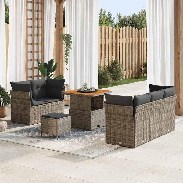 vidaXL Ensemble de canap&eacute; de jardin avec coussin 8 pcs Gris