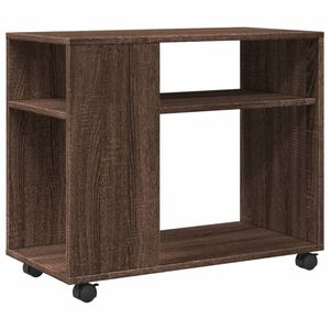 vidaXL Table d'appoint avec roues ch&ecirc;ne marron bois d'ing&eacute;nierie