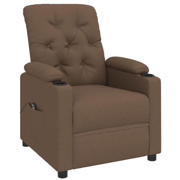 vidaXL Fauteuil inclinable &eacute;lectrique Marron Tissu