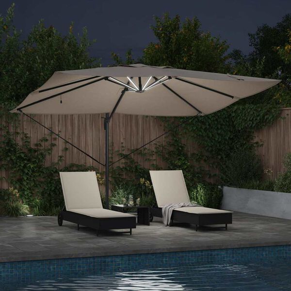 vidaXL Parasol Taupe 352 x 251 x 265 cm Polyester et Aluminium