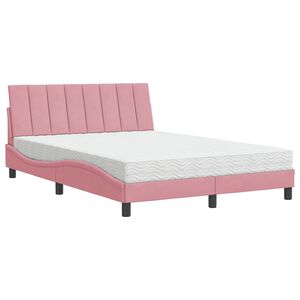 vidaXL Lit avec matelas Hanko rose 140x190 cm velours