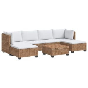 vidaXL 7 pc Ensemble de Salon en Rotin avec Coussins GENDT Naturel