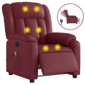 vidaXL Fauteuil de massage inclinable &eacute;lectrique rouge bordeaux
