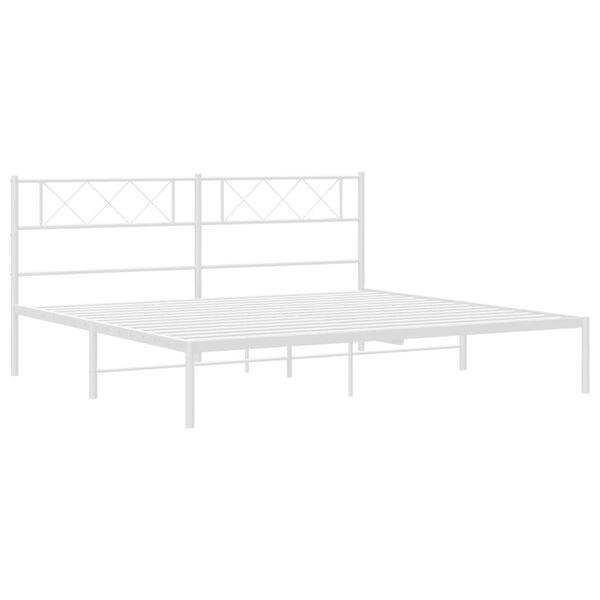 vidaXL Cadre de lit m&eacute;tal sans matelas et t&ecirc;te de lit blanc 160x200 cm