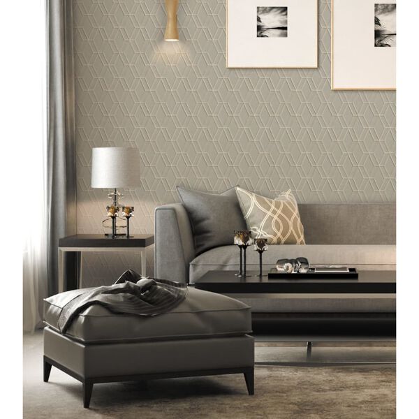 DUTCH WALLCOVERINGS Papier peint avec motif hexagonal Gris