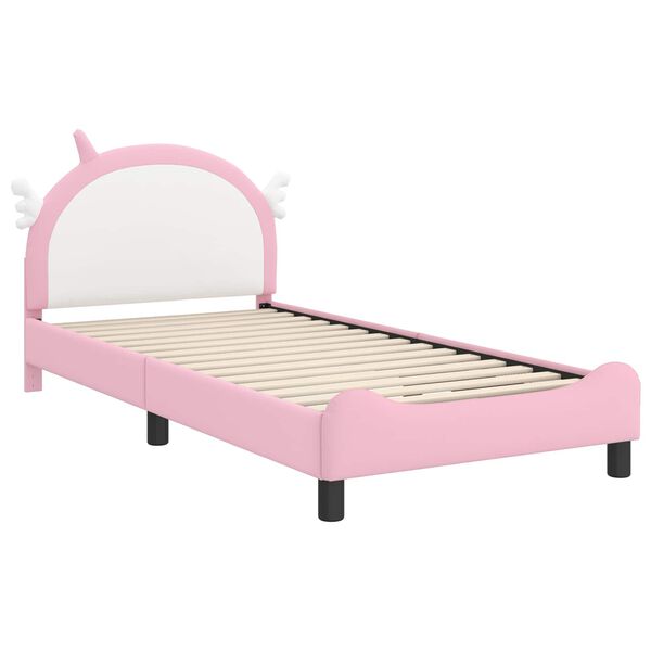 vidaXL Cadre de lit pour enfants avec tête de lit Rose 90 x 200 cm PU