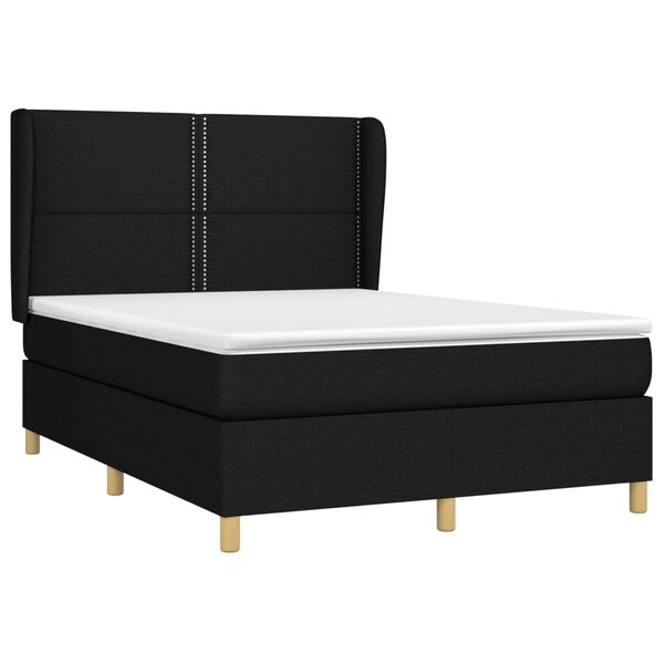 vidaXL Sommier &agrave; lattes de lit avec matelas Noir 140x200 cm Tissu