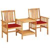 vidaXL Chaises de jardin avec table &agrave; th&eacute; et coussins Acacia solide