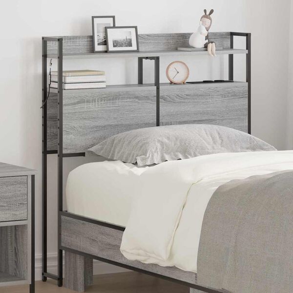 vidaXL T&ecirc;te de lit de rangement Sonoma gris 80 cm Bois d'ing&eacute;nierie