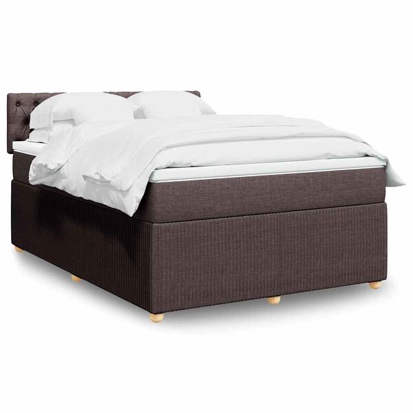vidaXL Sommier &agrave; lattes de lit avec matelas Marron fonc&eacute; 140x190 cm