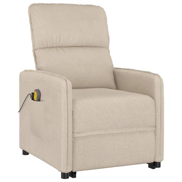 vidaXL Fauteuil de massage Cr&egrave;me Tissu microfibre