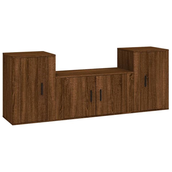 vidaXL Ensemble de meubles TV 3 pcs Ch&ecirc;ne marron Bois d'ing&eacute;nierie