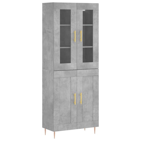 vidaXL Buffet haut Gris b&eacute;ton 69,5x34x180 cm Bois d'ing&eacute;nierie