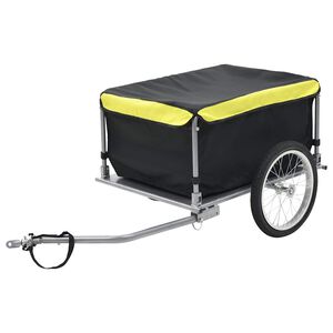vidaXL Remorque de v&eacute;lo noir et jaune 65 kg