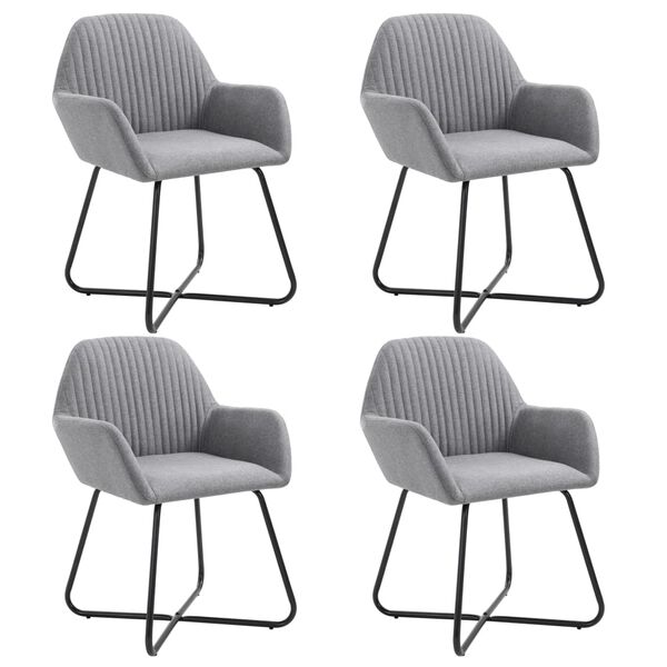 vidaXL Chaises &agrave; manger lot de 4 gris clair tissu