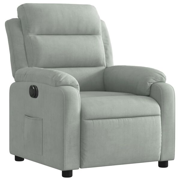 vidaXL Fauteuil inclinable électrique gris clair velours