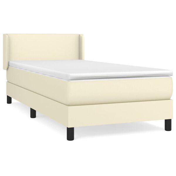 vidaXL Sommier &agrave; lattes de lit avec matelas Cr&egrave;me 90x190 cm Similicuir