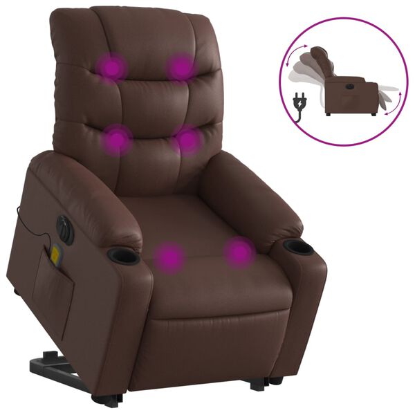 vidaXL Fauteuil inclinable de massage &eacute;lectrique marron similicuir