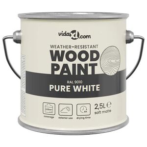vidaXL Peinture pour bois Blanc 16,5 x 16,5 x 16 cm Impression murale