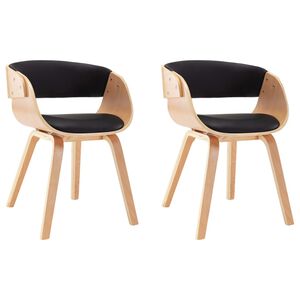 vidaXL Chaises &agrave; manger lot de 2 noir bois courb&eacute; et similicuir
