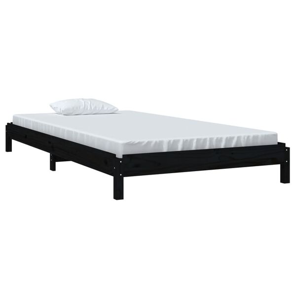 vidaXL Lit empilable sans matelas noir 80x200 cm bois massif de pin