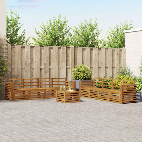 vidaXL Ensembles de canap&eacute;s 9 pcs Naturel Bois d'Acacia Massif
