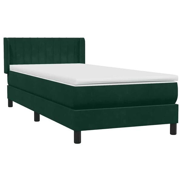 vidaXL Sommier &agrave; lattes de lit et matelas vert fonc&eacute; 80x220 cm velours